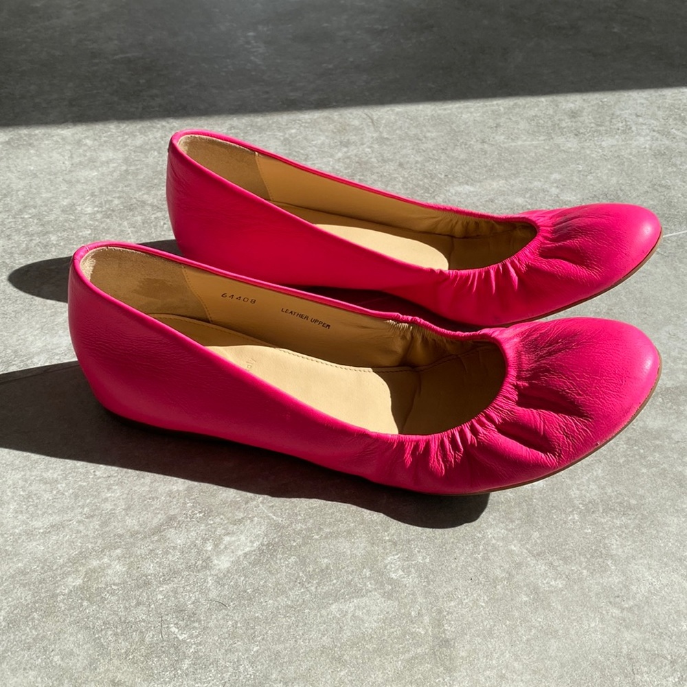 Jcrew leather hot pink ballet flats